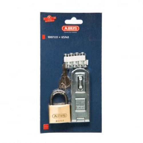 Abus Hasp & Staple & Padlock 100/100 Plus 65/40 Carded