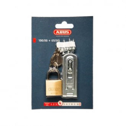 Abus Hasp & Staple & Padlock 100/80 Plus 65/30 Carded