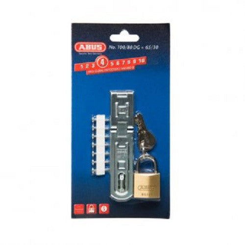 Abus Hasp & Staple & Padlock 100/80DG Plus 65/30 Carded