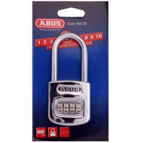 Abus 160/50 Extended Shackle Chrome Combination Padlock